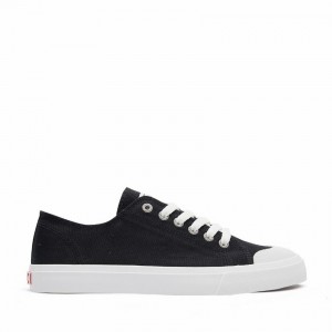 Rockfish Classic 746 Canvas Women's Low-Top Sneakers Black White | PHW8878XQ