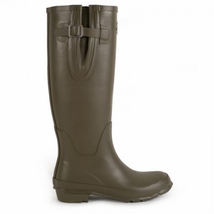 Rockfish Everyday Tall Side Adjustable Women's Wellington Boots Deep Green Brown | MET1373RD