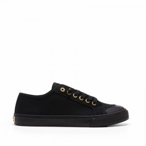 Rockfish Original 745 Lazy-lace Canvas Women's Low-Top Sneakers Black | SJG7385KW