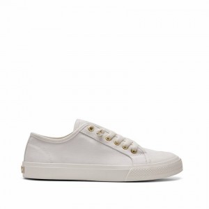 Rockfish Original 745 Lazy-lace Canvas Women's Low-Top Sneakers White | UHO1544ZJ