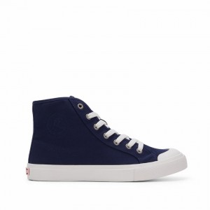 Rockfish Original 745 Water Repellent Canvas Women's High-Top Sneakers Navy Blue | OFO8342KS