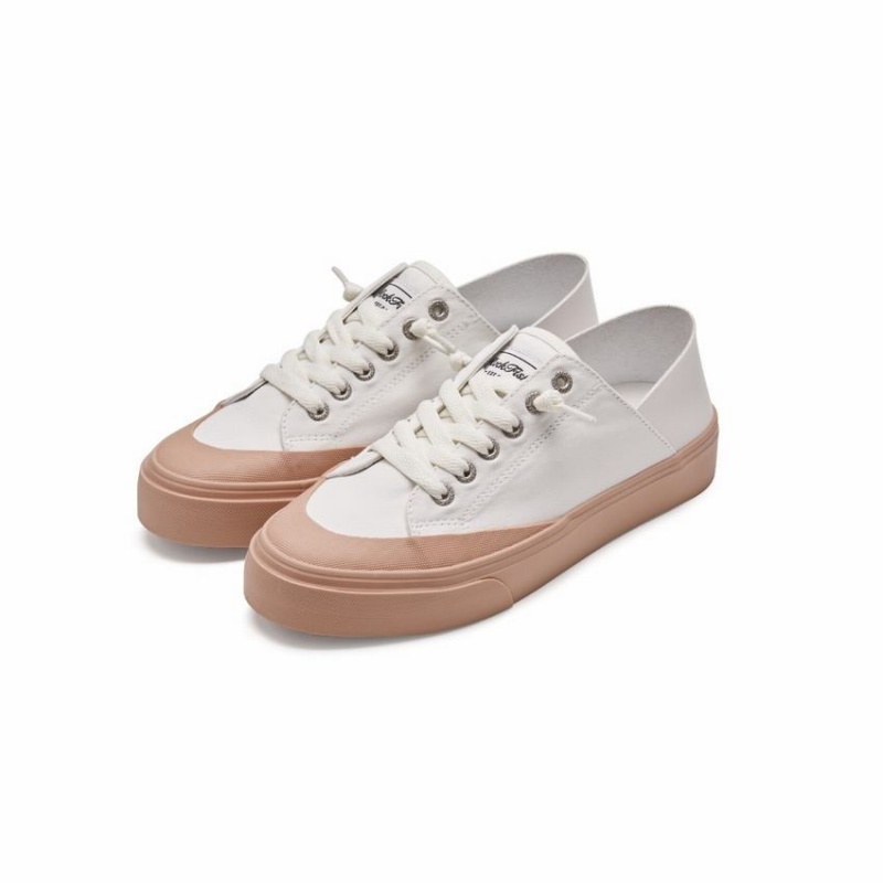 Rockfish 747 Lazy Heel Canvas Trainer Women's Low-Top Sneakers White Pink | HKS2118KK