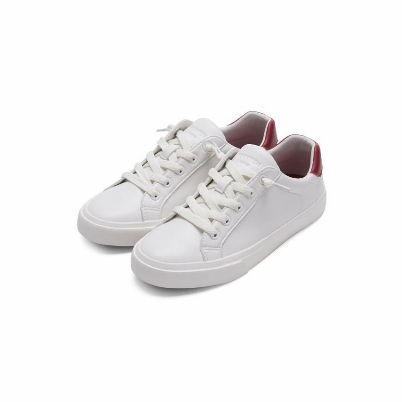 Rockfish 775 Microfibre Trainers Women's Low-Top Sneakers White Red | SHL1915XR