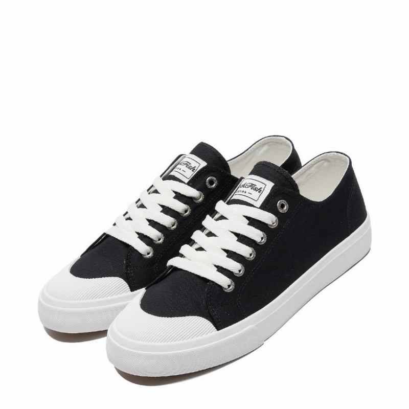 Rockfish Classic 746 Canvas Women's Low-Top Sneakers Black White | PHW8878XQ