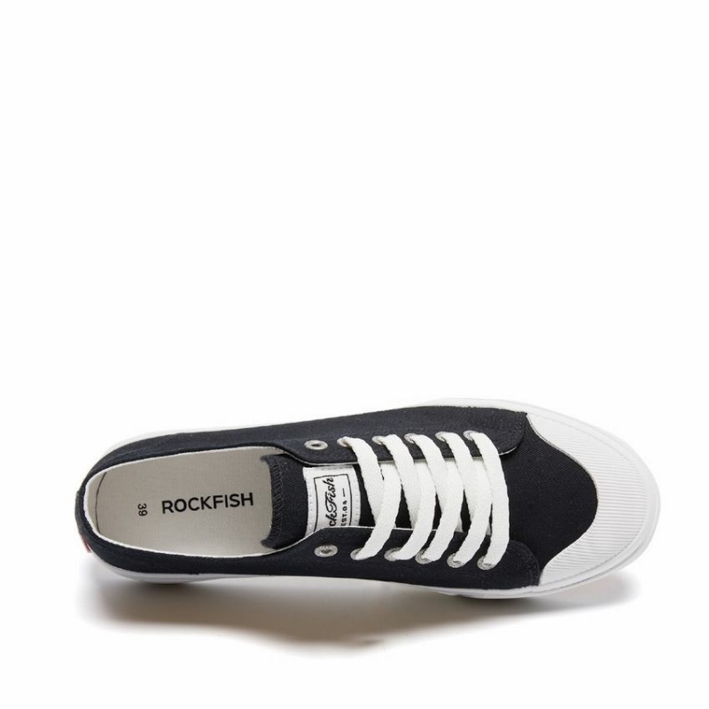 Rockfish Classic 746 Canvas Women's Low-Top Sneakers Black White | PHW8878XQ