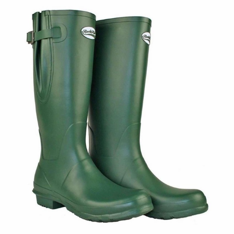 Rockfish Everyday Tall Side Adjustable Men's Wellington Boots Green | FFY9920TV