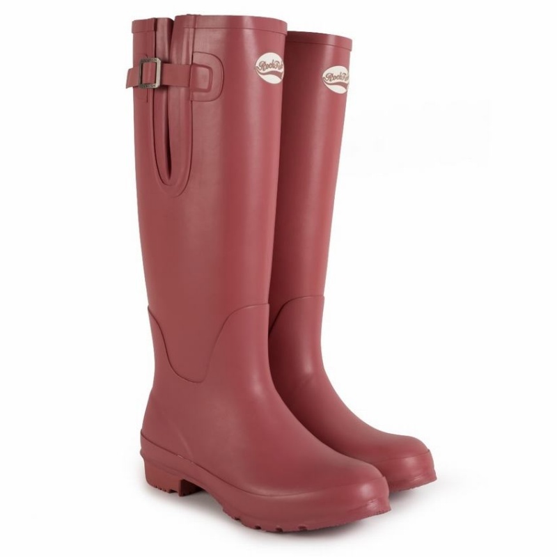 Rockfish Everyday Tall Side Adjustable Women's Wellington Boots Deep Red | BHG5141BZ