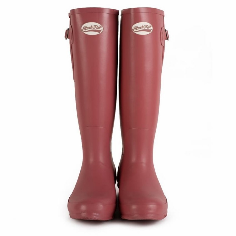 Rockfish Everyday Tall Side Adjustable Women's Wellington Boots Deep Red | BHG5141BZ