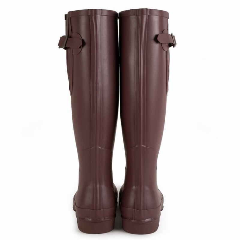 Rockfish Everyday Tall Side Adjustable Women's Wellington Boots Black Brown | EUT1550UB