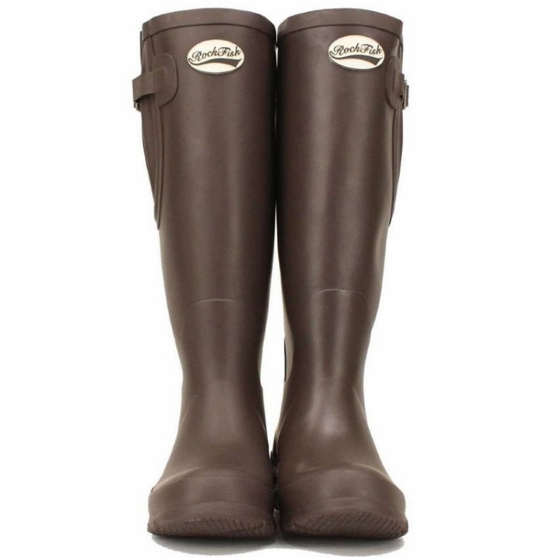 Rockfish Everyday Tall Side Adjustable Women's Wellington Boots Dark Brown | ZSY3663XY