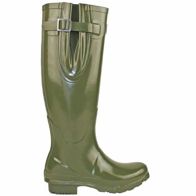 Rockfish Everyday Tall Side Adjustable Women\'s Wellington Boots Dark Green | YIY8957RJ