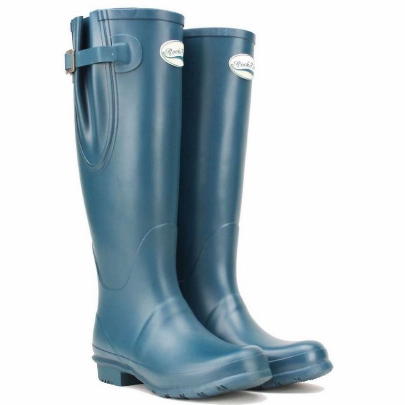 Rockfish Everyday Tall Side Adjustable Women's Wellington Boots Blue | GAE4452IV