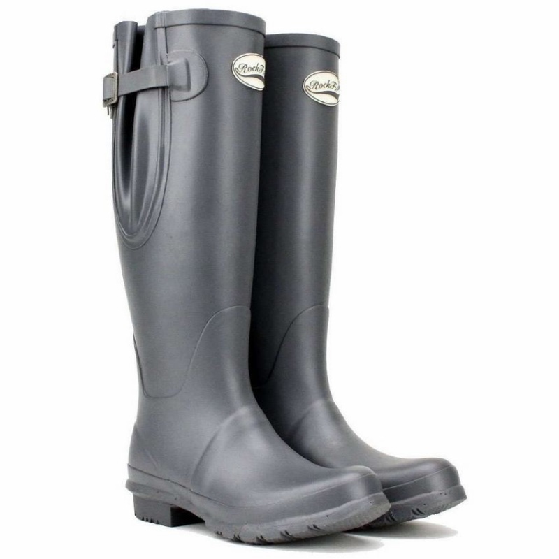 Rockfish Everyday Tall Side Adjustable Women's Wellington Boots Grey | ZPW7779NF