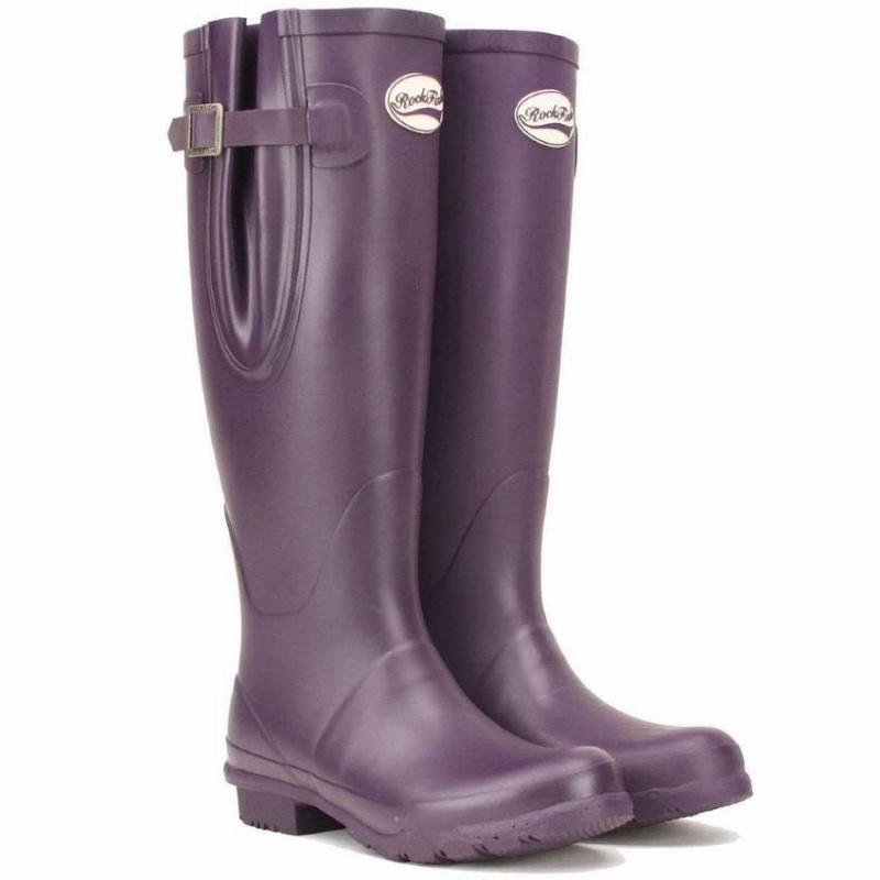 Rockfish Everyday Tall Side Adjustable Women's Wellington Boots Purple | VJM4482XL