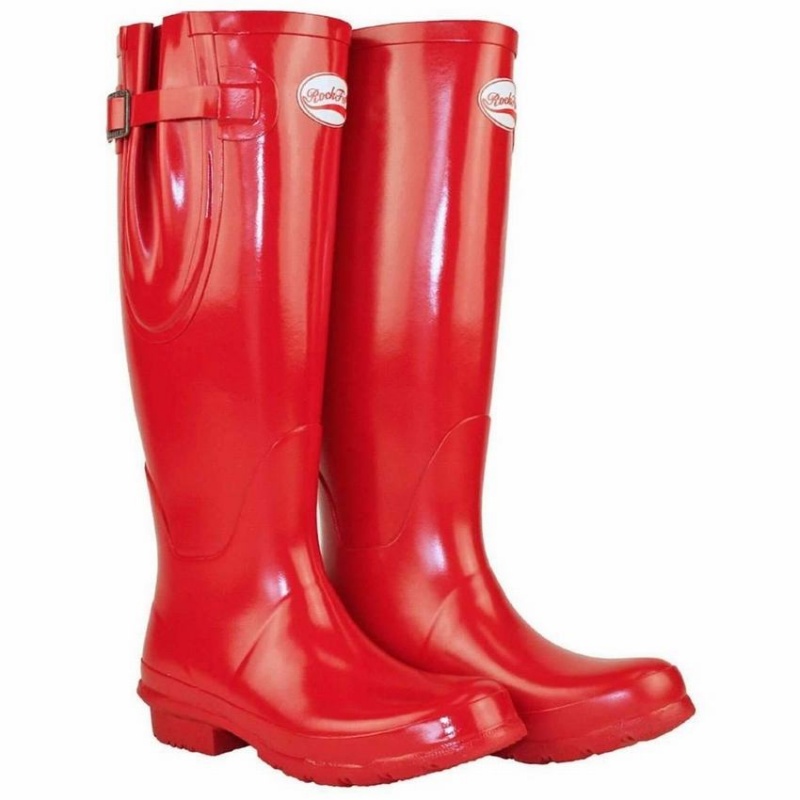 Rockfish Everyday Tall Side Adjustable Women's Wellington Boots Red | PVH7343FK