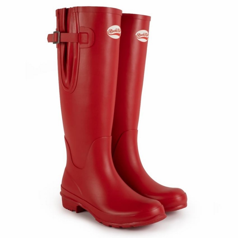 Rockfish Everyday Tall Side Adjustable Women's Wellington Boots Red | KFO430IN