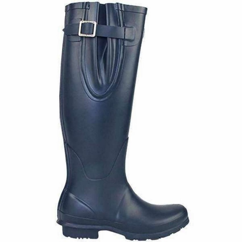 Rockfish Everyday Thermal Tall Side Adjustable 3mm Neoprene Insulated Women\'s Wellington Boots Navy Blue | KUX824BP