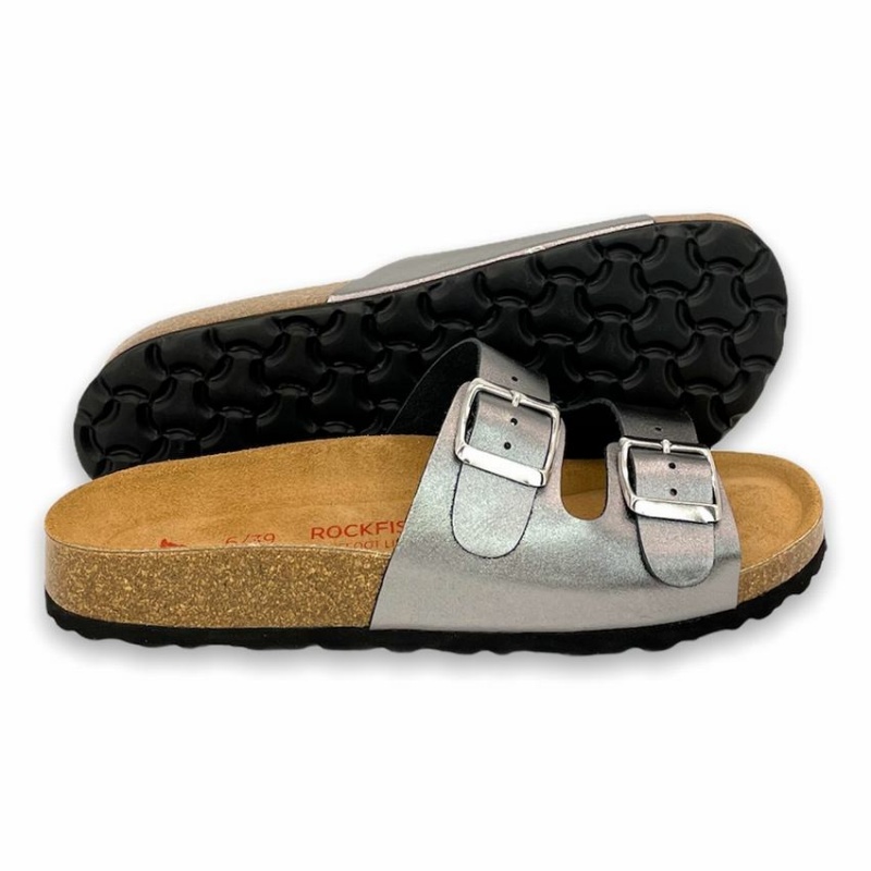 Rockfish Kendall Two-Strap Double Strap Women's Sandals Grey Silver | PNK7928YE