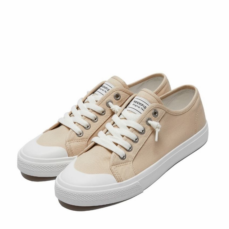 Rockfish Original 745 Lazy-lace Canvas Women's Low-Top Sneakers Beige | QLS2954VT