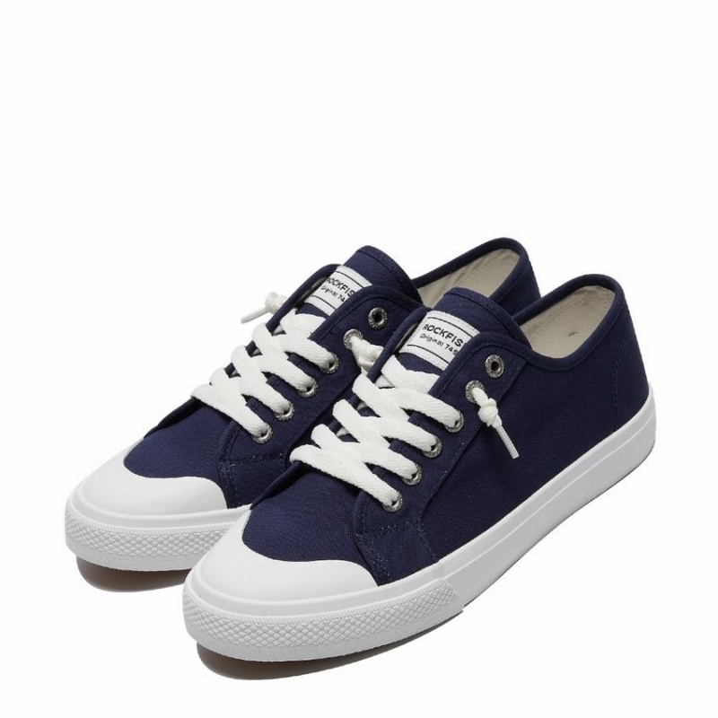 Rockfish Original 745 Lazy-lace Canvas Women's Low-Top Sneakers Navy Blue | JWG6781AZ