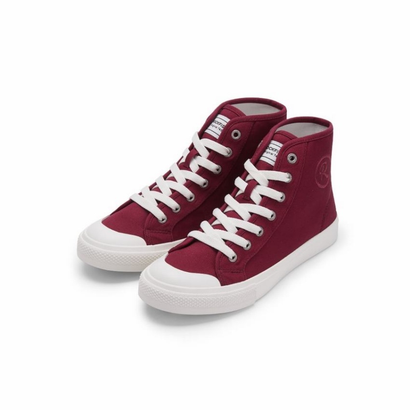 Rockfish Original 745 Water Repellent Canvas Women's High-Top Sneakers Dark Red | VIE3540IA