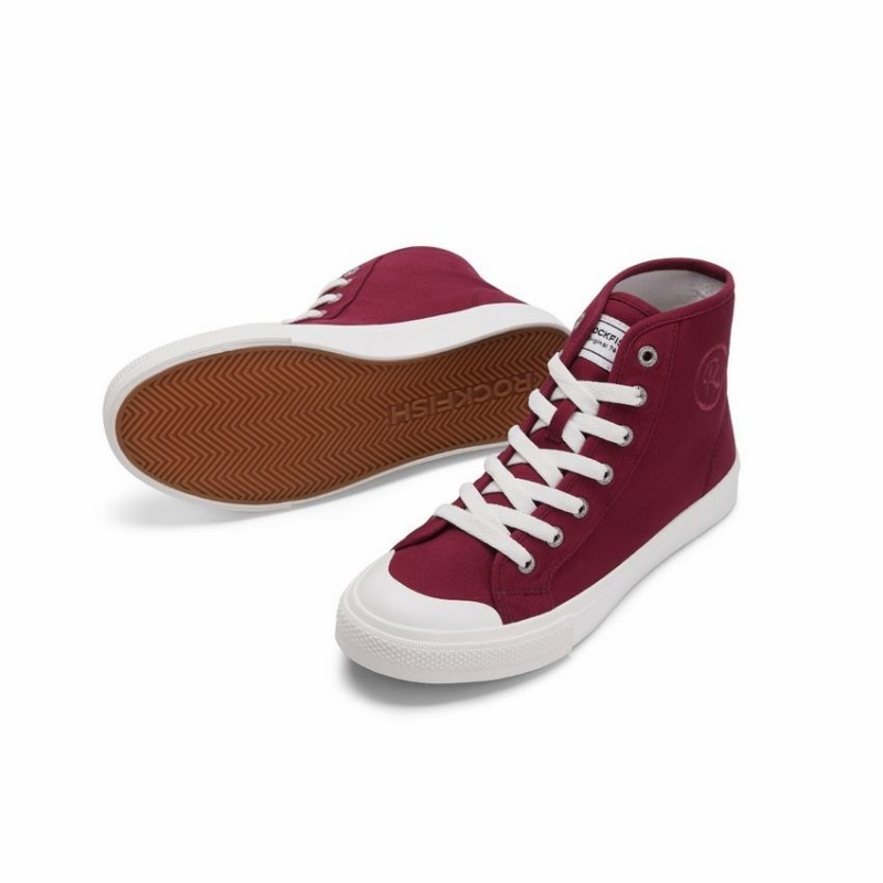 Rockfish Original 745 Water Repellent Canvas Women's High-Top Sneakers Dark Red | VIE3540IA