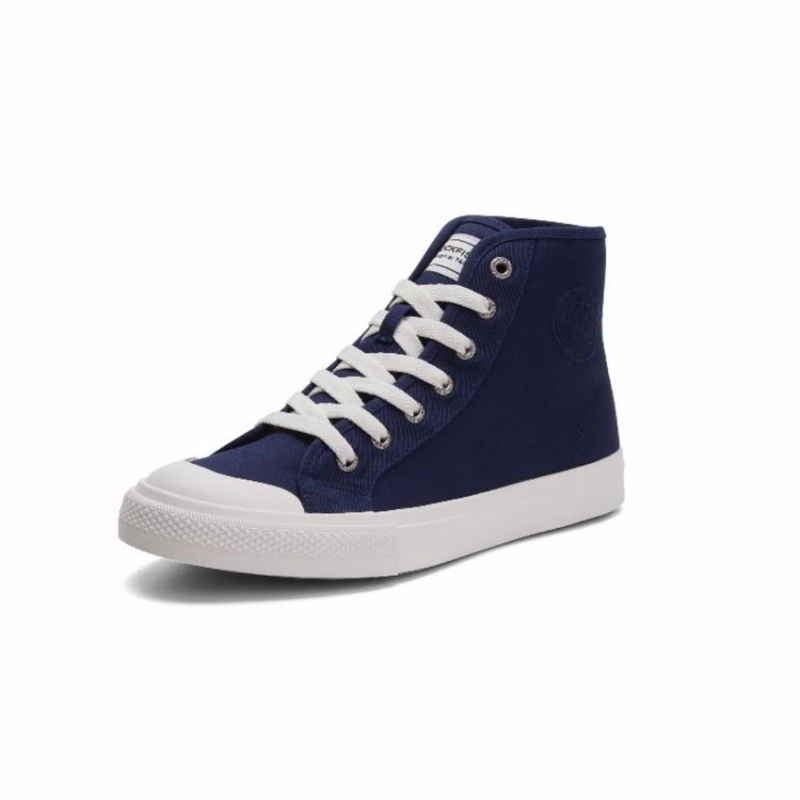 Rockfish Original 745 Water Repellent Canvas Women's High-Top Sneakers Navy Blue | OFO8342KS