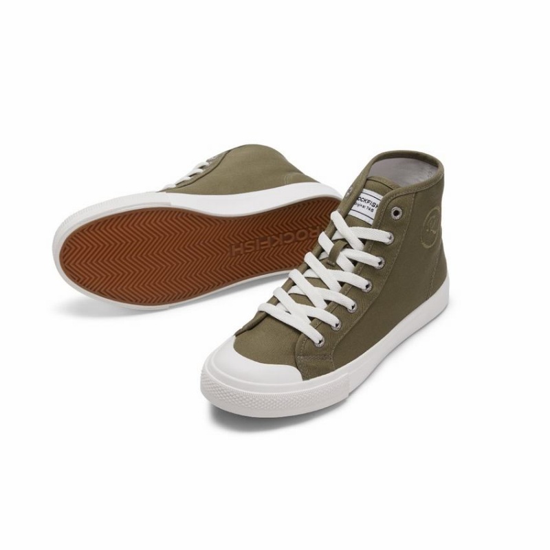 Rockfish Original 745 Water Repellent Canvas Women's High-Top Sneakers Green | LLI6281LO